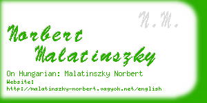 norbert malatinszky business card